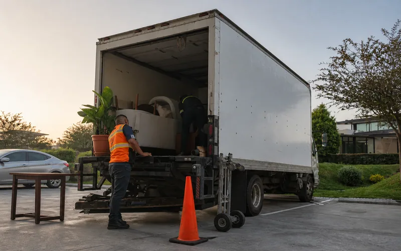 Camión de mudanzas departamentales TRANSPA para servicio en Calzada Atanasio Tzul