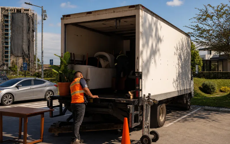 Camión de mudanzas departamentales TRANSPA para servicio en Calzada José Milla y Vidaurre
